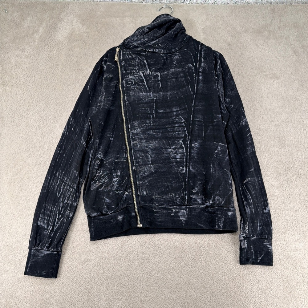 Young Fabulous & Broke Womens Large Black Asymmetric Zip Hoodie Preowned Acid